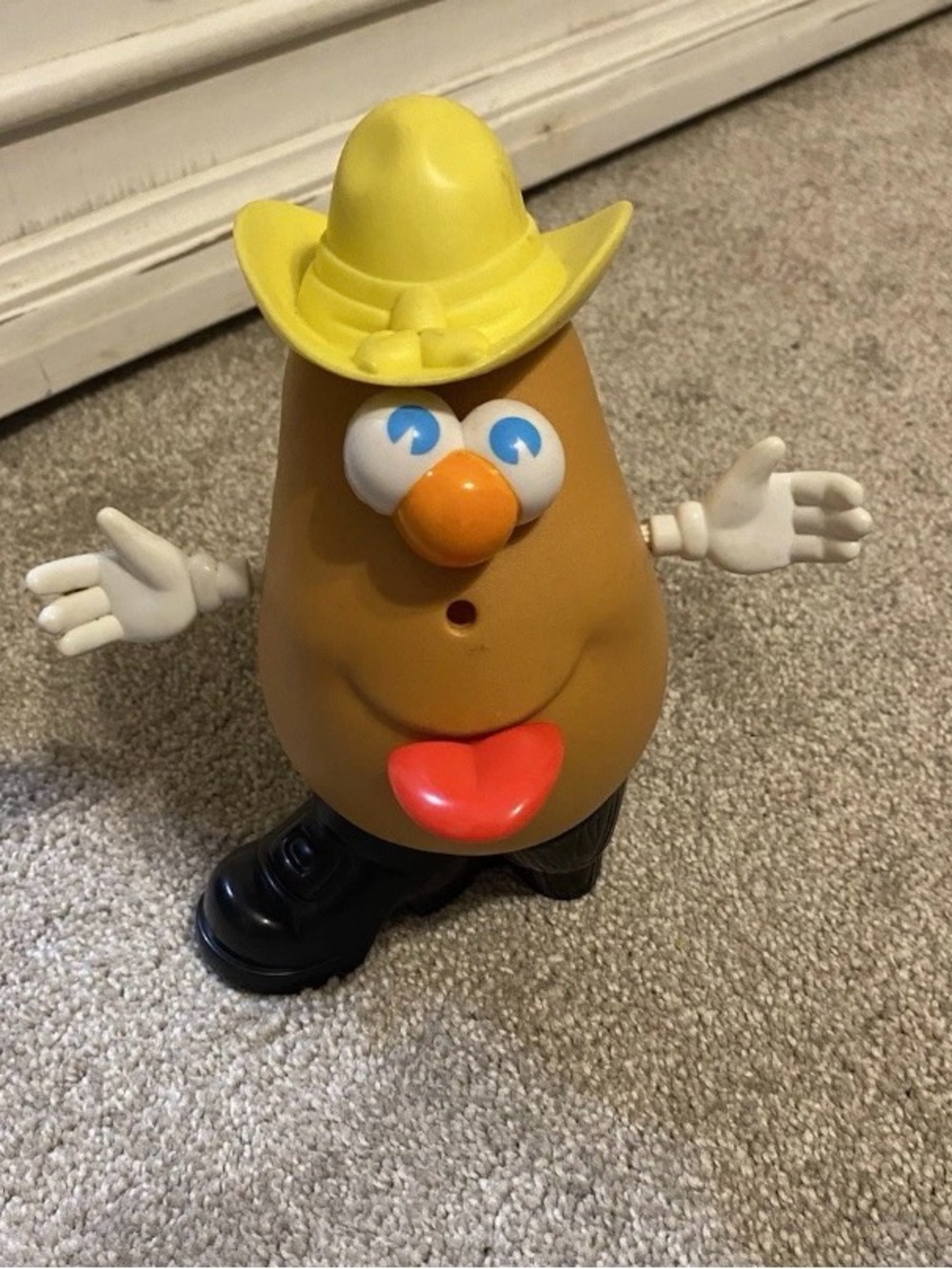 VTG Cowboy Potato head Character Toy with Yellow Hat and Red Tongue